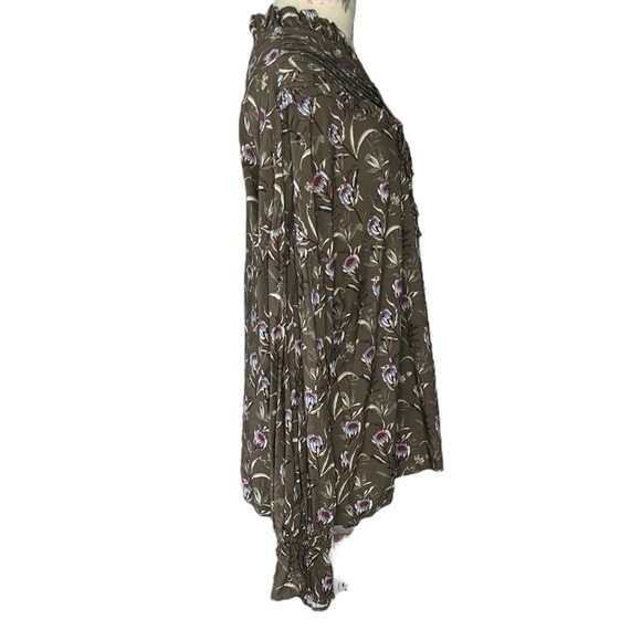The Drop Cottage Core Olive Floral Ruffle Blouse by Ashley Robertson  XL NWT - Picture 16 of 16